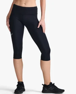 Aero Mid-Rise Comp 3/4 Tights Black/Silver
