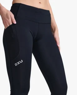 Aero Mid-Rise Comp 3/4 Tights Black/Silver