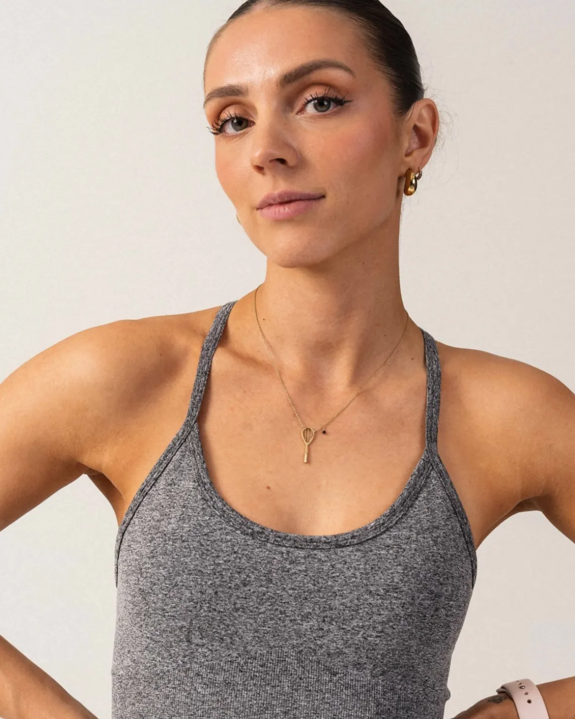 Beam Clean Bra + Beam Scrunch Tights Black Marl SET