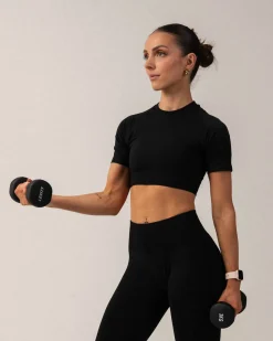 Beam Clean Super Crop Tee + Beam Scrunch Tights Black SET