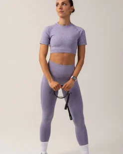 Beam Clean Super Crop Tee + Beam Tights Purple Pop SET