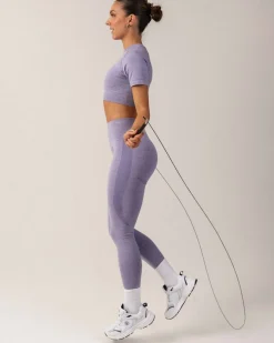Beam Clean Super Crop Tee + Beam Tights Purple Pop SET