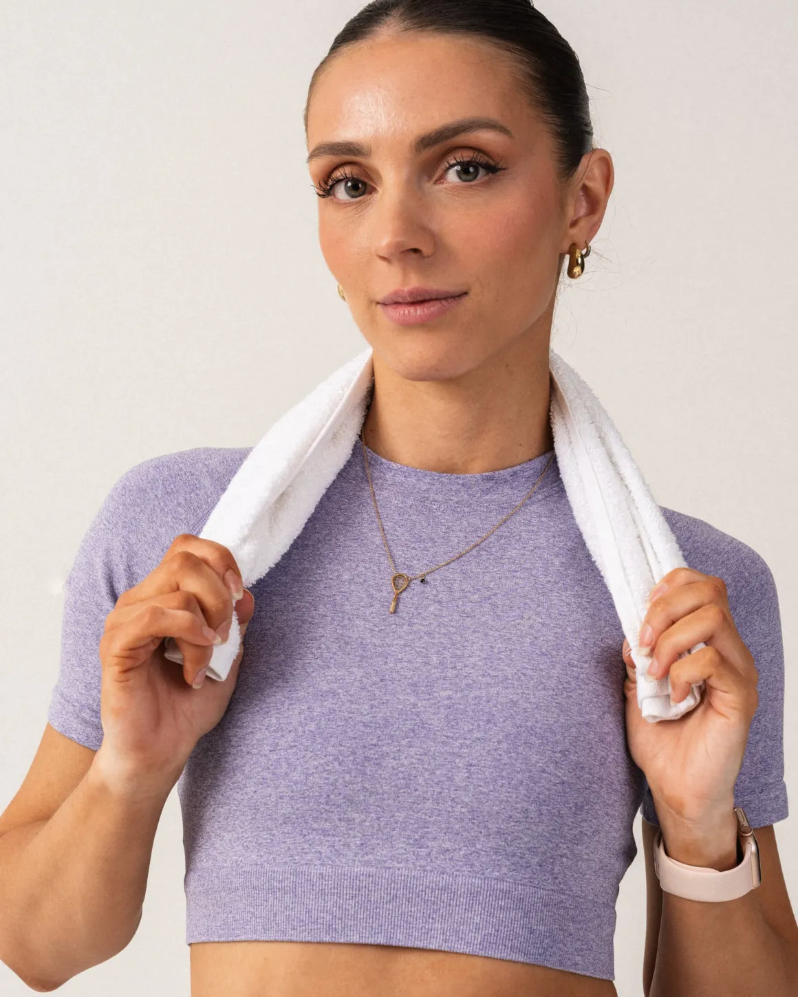 Beam Clean Super Crop Tee + Beam Tights Purple Pop SET