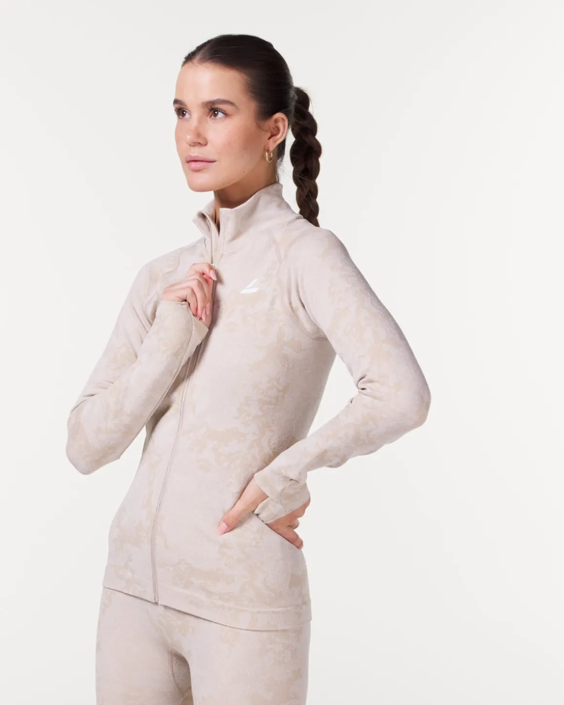 Camo Seamless Zip Up Greige Camo