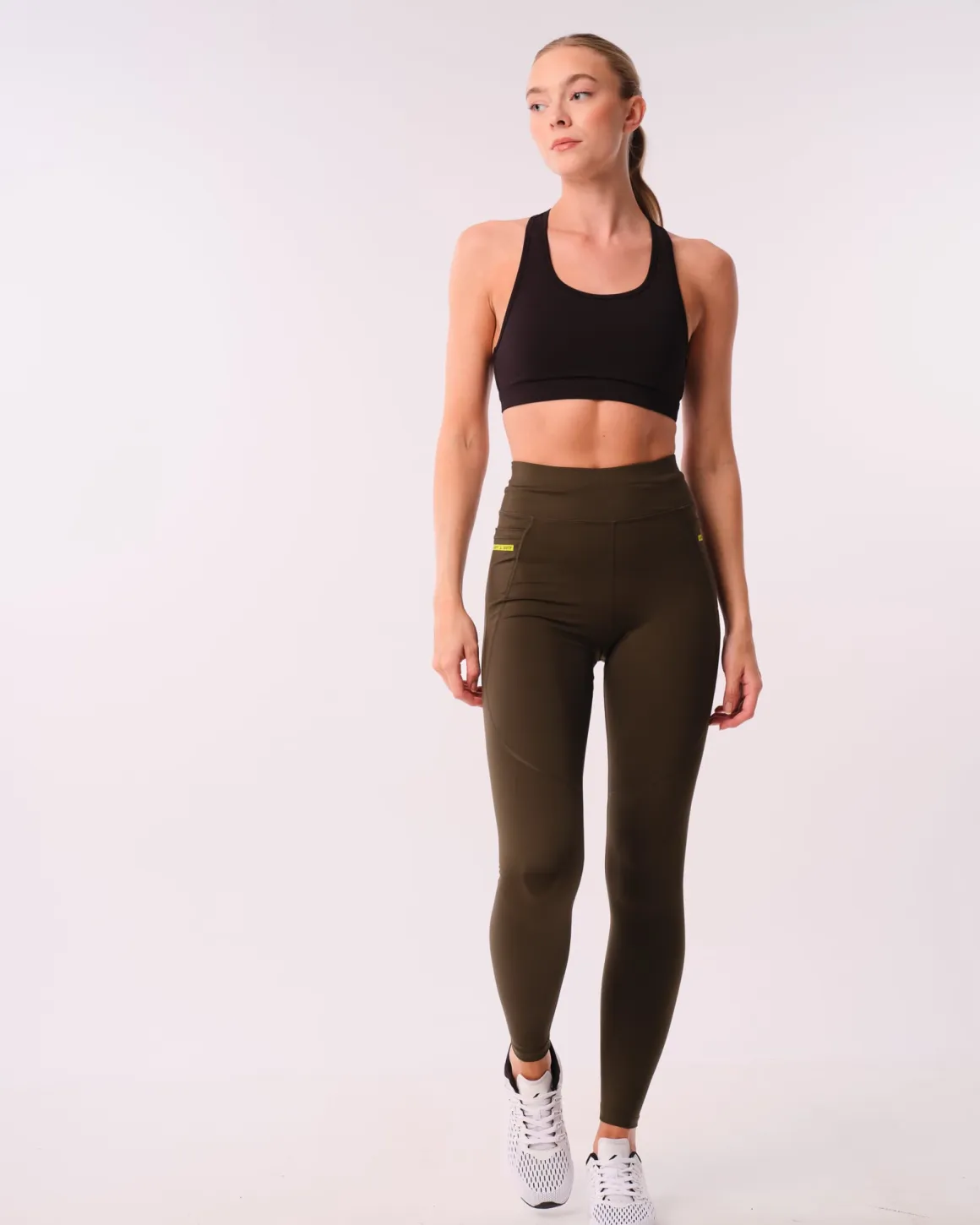 Conquer Running Pocket Tights Green Forest
