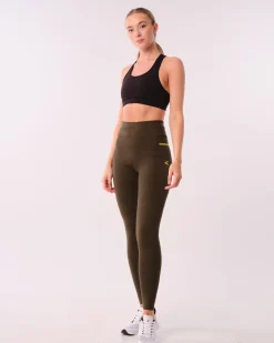 Conquer Running Pocket Tights Green Forest