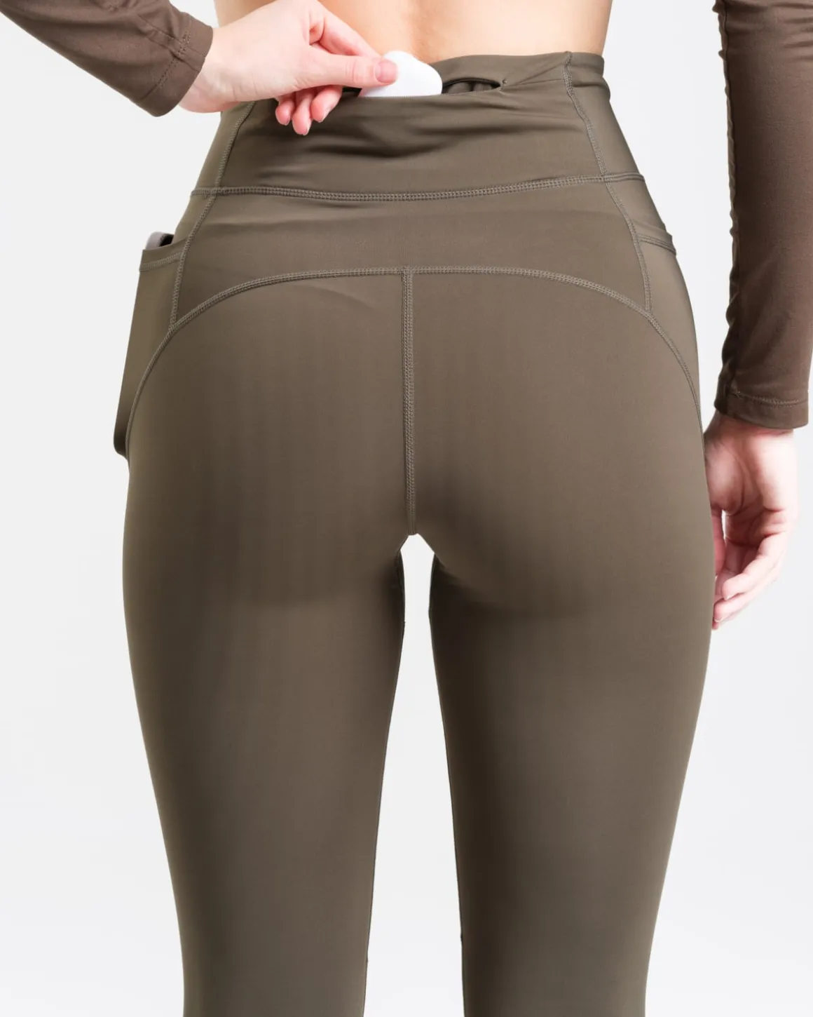 Conquer Running Pocket Tights Green Forest