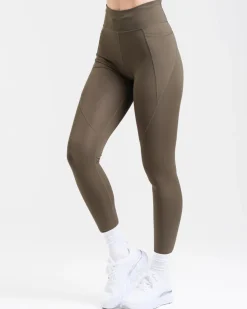 Conquer Running Pocket Tights Green Forest