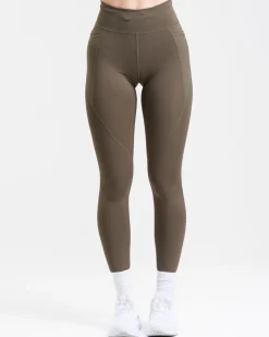 Conquer Running Pocket Tights Green Forest