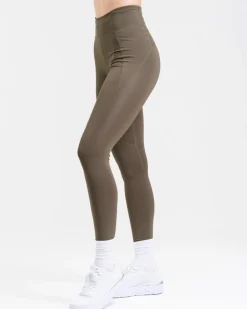 Conquer Running Pocket Tights Green Forest