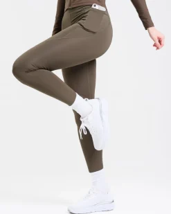Conquer Running Pocket Tights Green Forest