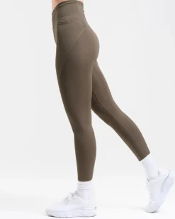 Conquer Running Pocket Tights Green Forest