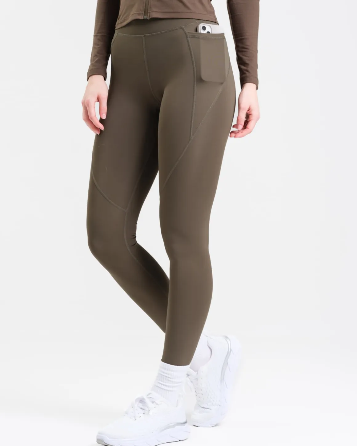 Conquer Running Pocket Tights Green Forest