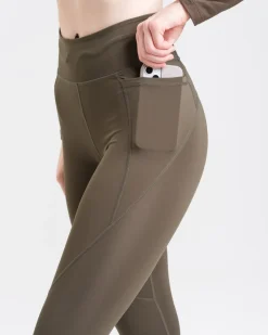 Conquer Running Pocket Tights Green Forest