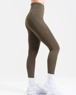 Conquer Running Pocket Tights Green Forest