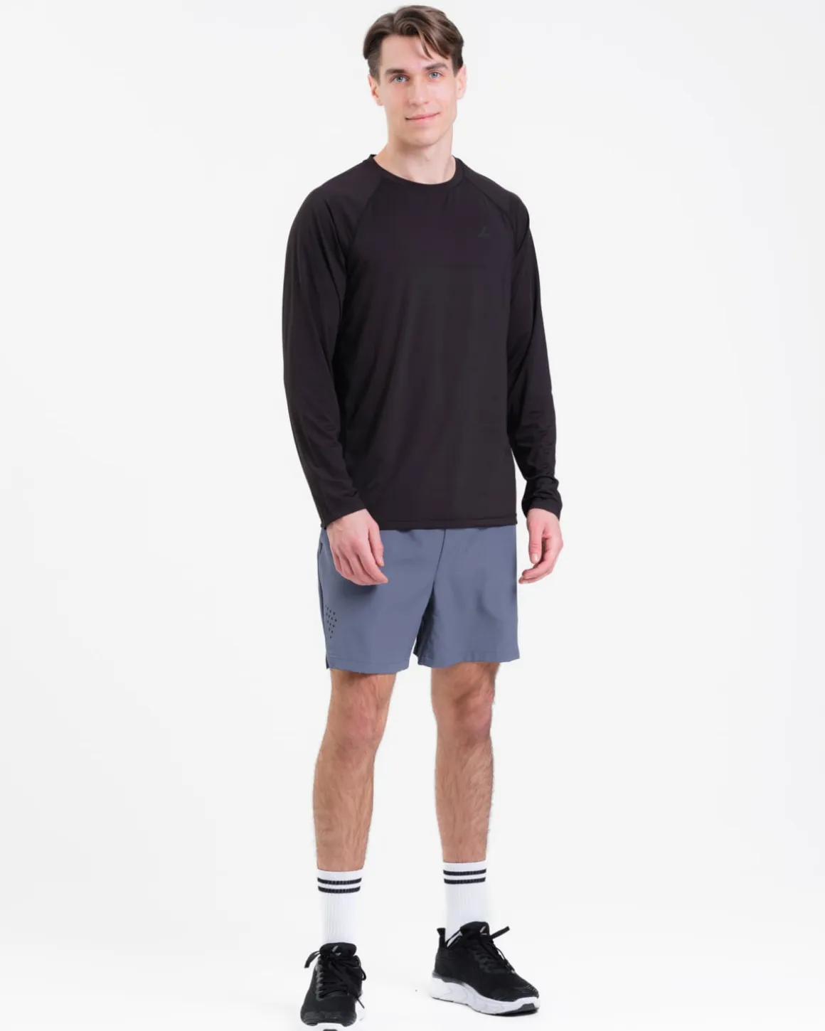 Core Basic LS Black + Clarity Shorts M Blue Sea SET
