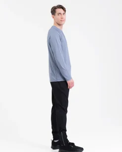 Core Basic LS M Blue + Clarity Warm Up Pants M Black SET