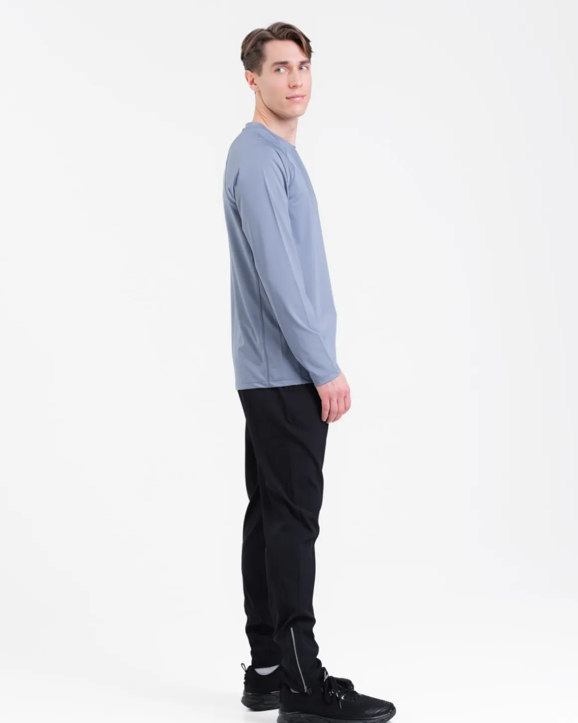 Core Basic LS M Blue + Clarity Warm Up Pants M Black SET