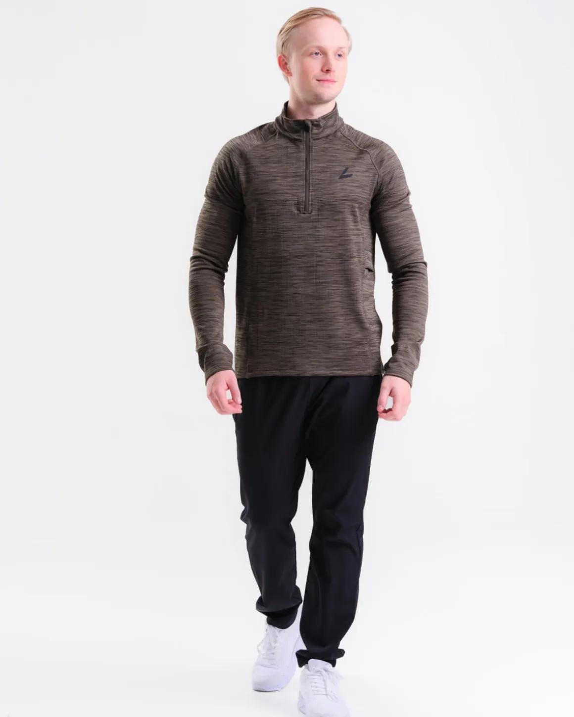 Core Run Half Zip M Green Forest Marl