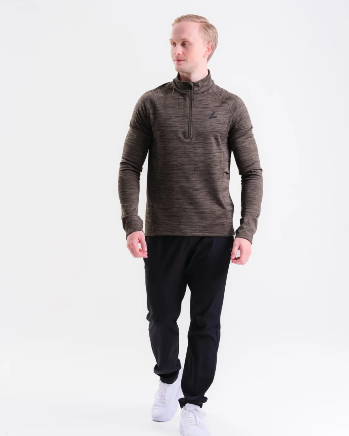 Core Run Half Zip M Green Forest Marl