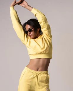 Cropped Hoodie Loopback Yellow Lemon