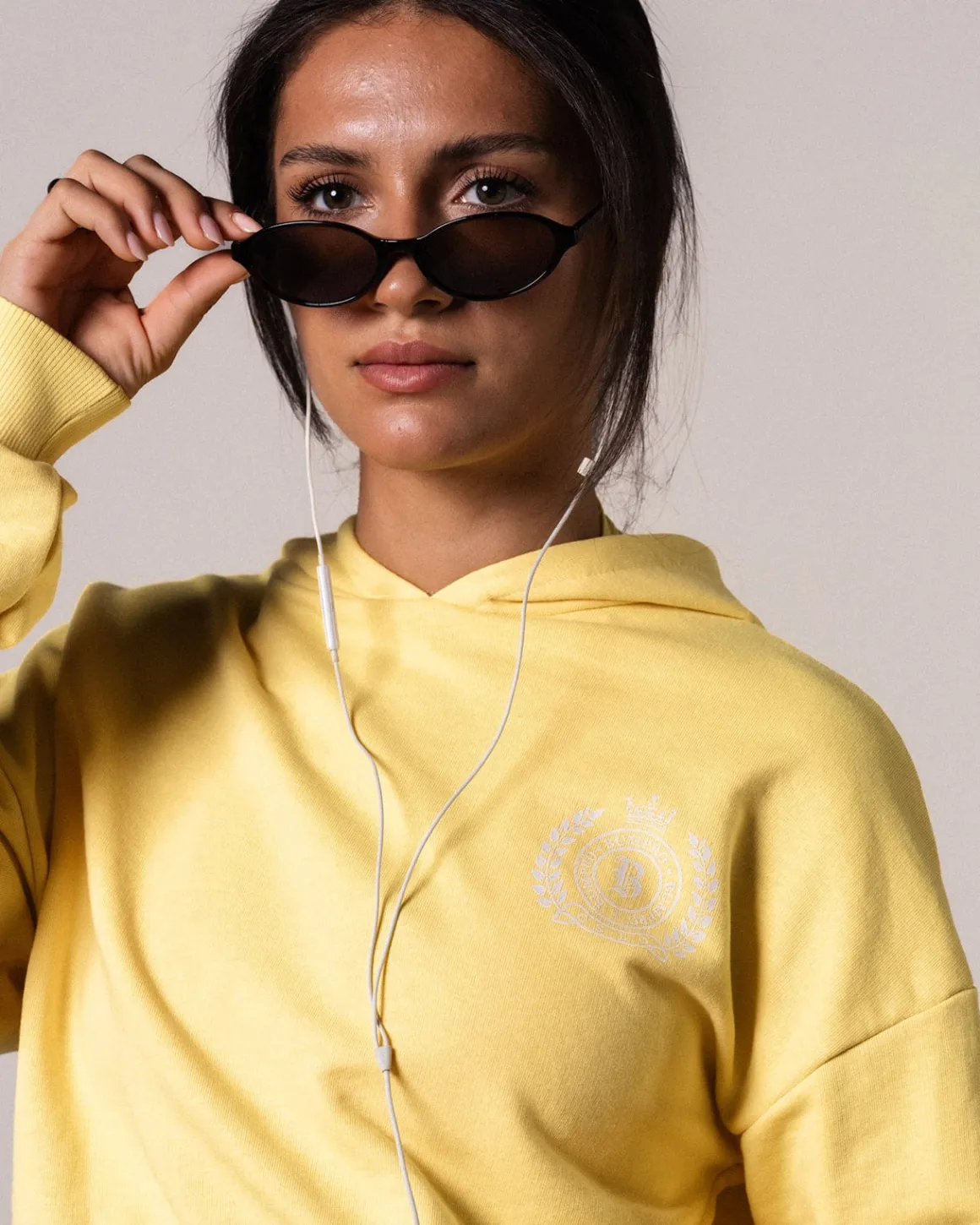 Cropped Hoodie Loopback Yellow Lemon