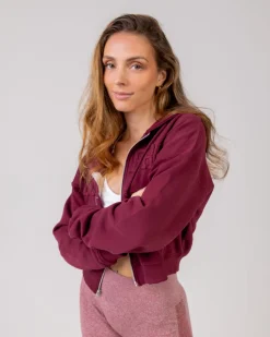 Cropped Zip Hoodie Red/Trashed