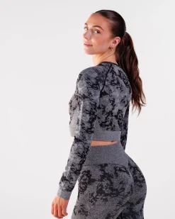 Device Seamless Ruch Crop LS Dk Grey Leo