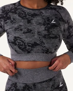 Device Seamless Ruch Crop LS Dk Grey Leo