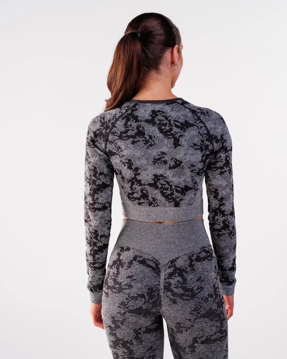 Device Seamless Ruch Crop LS Dk Grey Leo