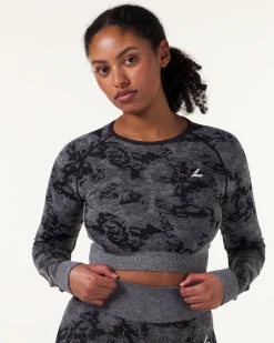 Device Seamless Ruch Crop LS Dk Grey Leo
