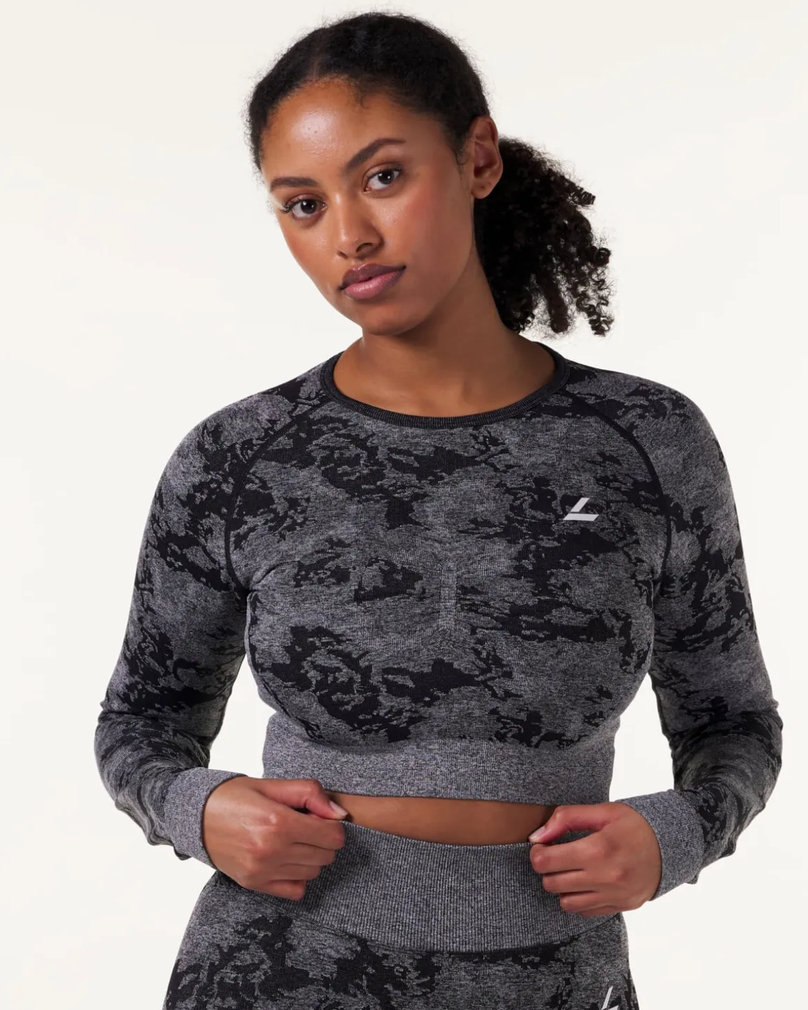 Device Seamless Ruch Crop LS Dk Grey Leo