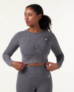 Device Seamless Ruch Crop LS Dk Grey Marl