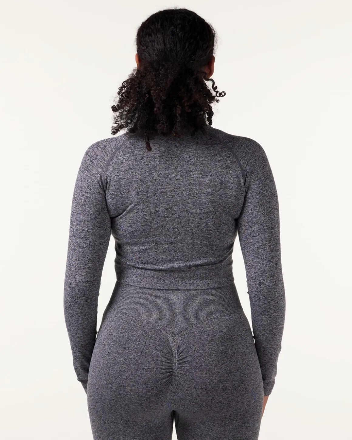 Device Seamless Ruch Crop LS Dk Grey Marl