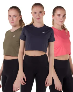 Essential Crop T-shirt Green/Blue/Pink 3-MIXPACK