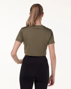 Essential Crop T-shirt Green Burnt