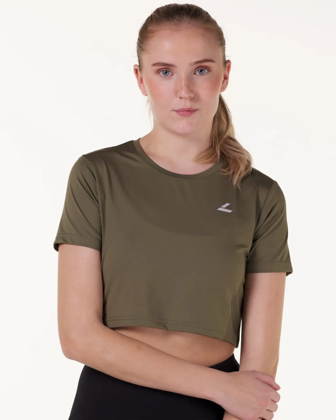 Essential Crop T-shirt Green Burnt