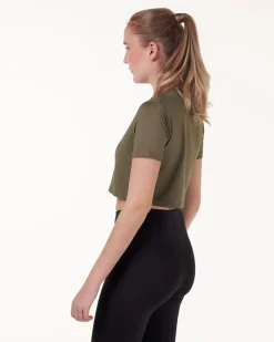 Essential Crop T-shirt Green Burnt