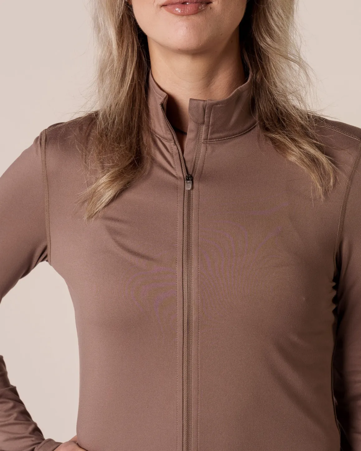 Essential Full Zip Jacket Beige Fossil