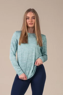 Essential Marl Long Sleeve Blue Turquoise