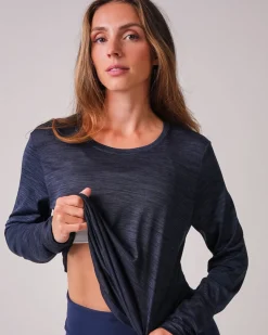 Essential Marl Long Sleeve Blue Navy Marl