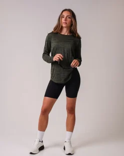 Essential Marl Long Sleeve Green Forest Marl