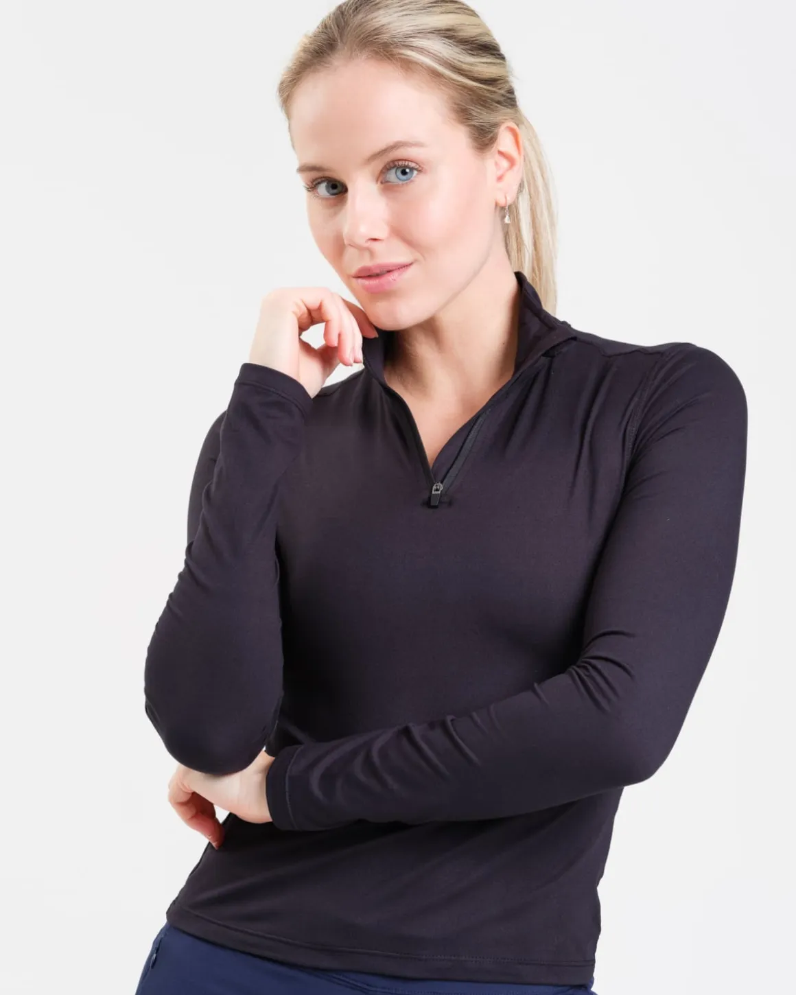Essential 1/4 Zip Sweater Black Beauty