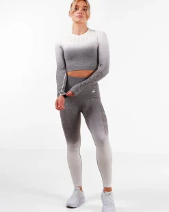 Fade Mesh Seamless Crop LS Light Grey Ombre