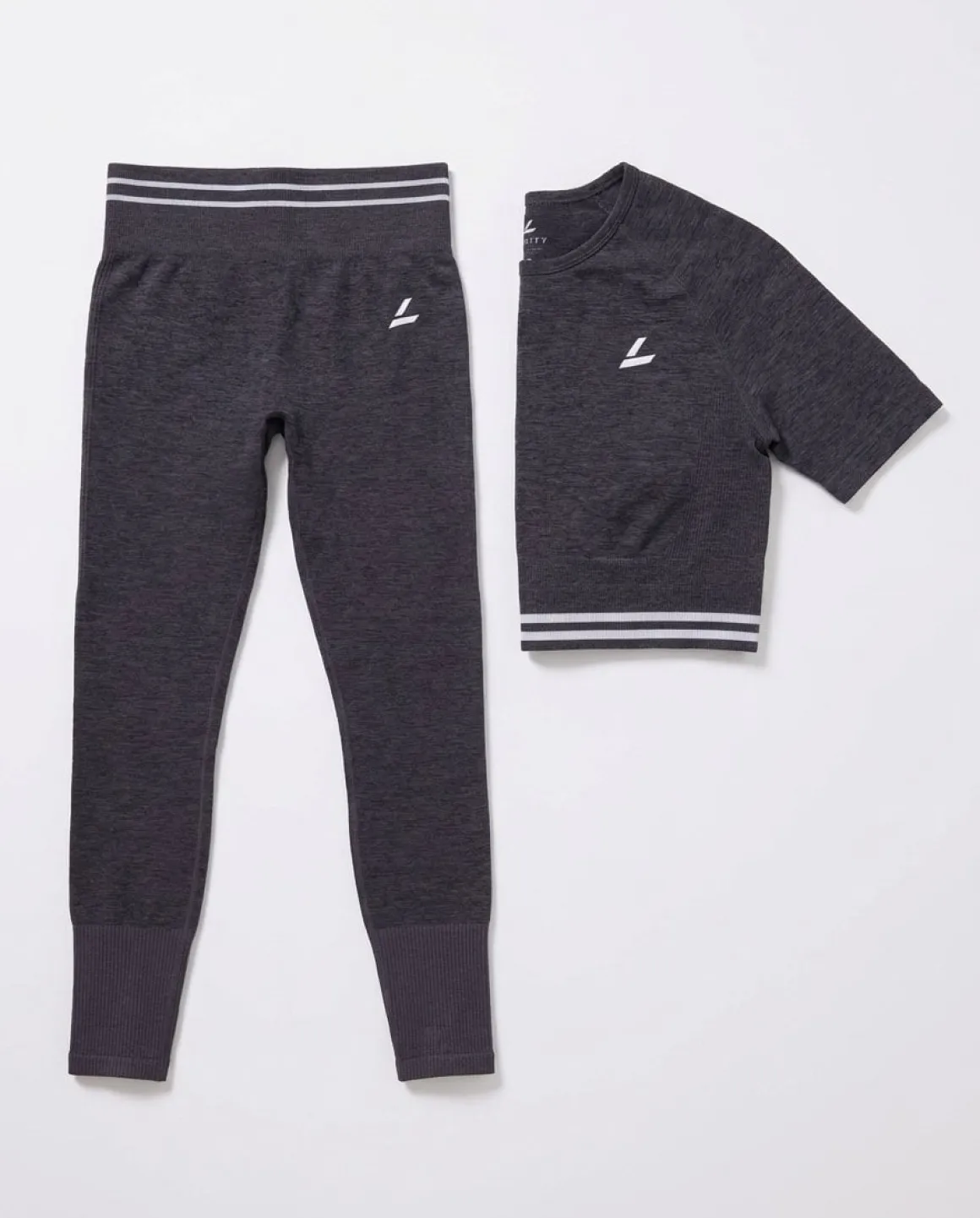 Gravity Seamless Crop Tee + Tights Grey Iron Marl