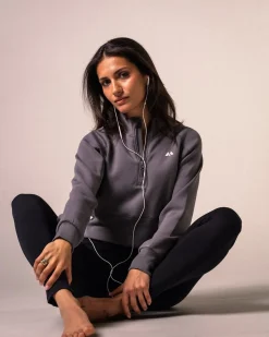Half Zip Cropped Sweatshirt Castlerock Gray