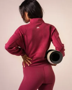Half Zip Cropped Sweatshirt Dry Rose