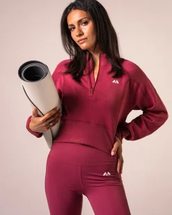 Half Zip Cropped Sweatshirt Dry Rose