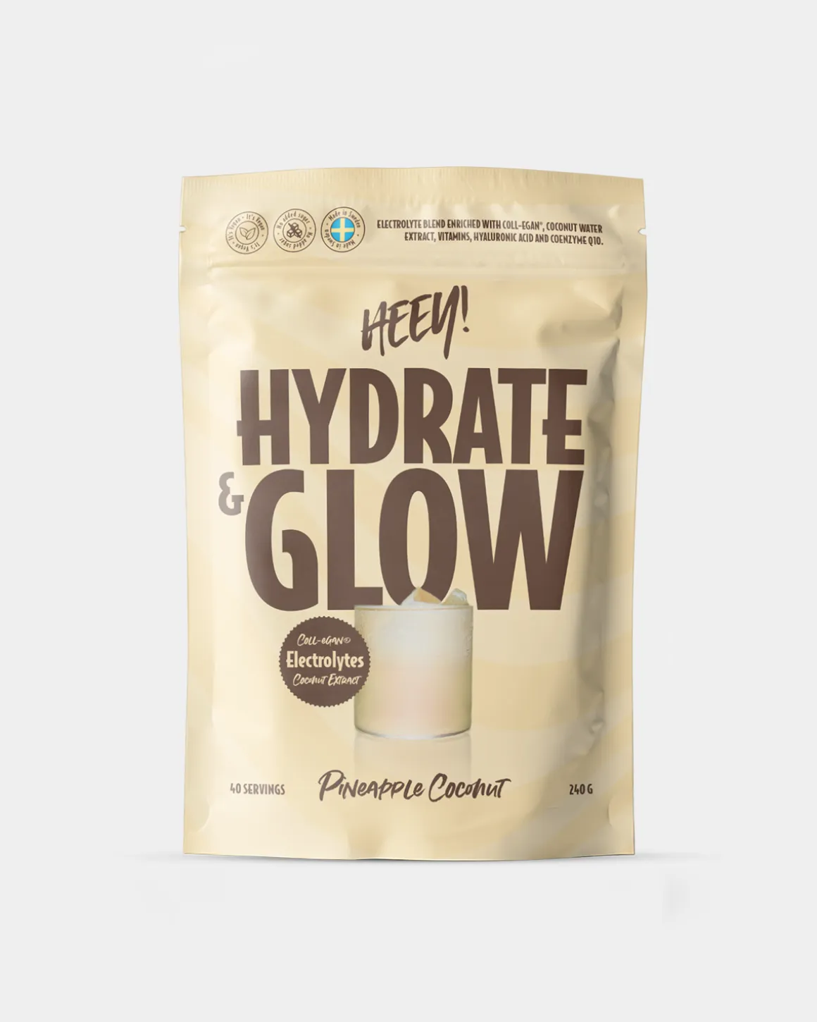 Heey! Hydrate & Glow Elektrolytter Ananas Kokos 240 g