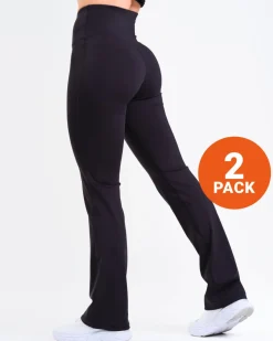Hero High Rise Flare Pants Black 2-PACK